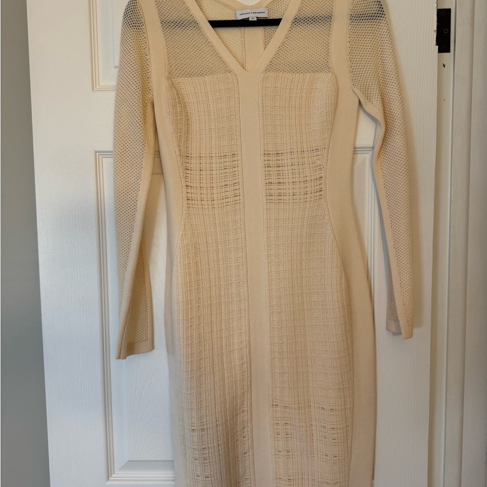 Elegant Cream Long-Sleeve Dress